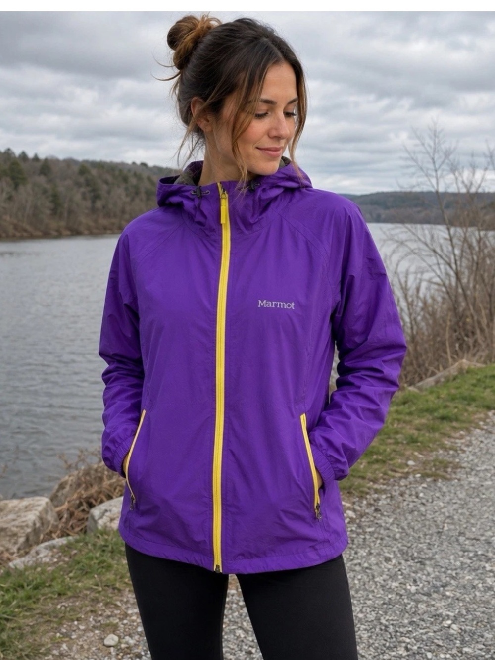 Marmot Tempo Softshell M3 Purple Hooded Jacket with Orange Accents